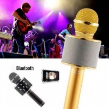 Беспроводной микрофон караоке Voice WS-858 PLUS Bluetooth динамик USB Золотой Original (7024BS)