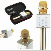 Беспроводной микрофон караоке Voice Q9 PLUS Bluetooth динамик USB Золотой С ЧЕХЛОМ Original (7020BS)