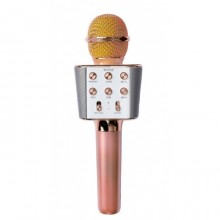 Беспроводной микрофон караоке Voice WS-1688 PLUS Bluetooth динамик USB Розово-Золотой Original (7022BS)