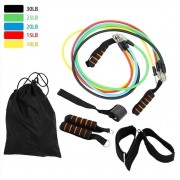 Набор из 5 трубчатых эспандеров для фитнеса с петлями ProSport Bands Set многофункциональный комплект + чехол (0059BS)