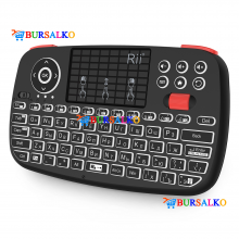 Беспроводная клавиатура мини Riitek Rii mini i4 NEW тачпад подключение по Bluetooth и USB передатчику русско-английская раскладка с подсветкой (0553BS)